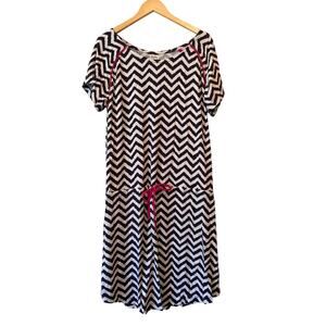 Hatley Plus Size XL Summer Dress Cinched Waist Preppy Chevron Southern Sun Dress